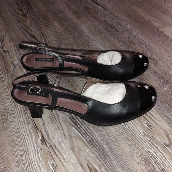 Array Jewel Womens Leather Cap Toe Slingback Heels  Sz 10.5 NWOT - Picture 5 of 8